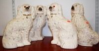 Lot 20 - Two pairs of Victorian Staffordshire spaniels,...