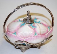 Lot 248 - A Belleek porcelain bowl and cover, in silver...