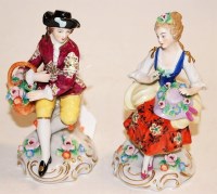 Lot 250 - A pair of Sitzendorf porcelain figures, as...
