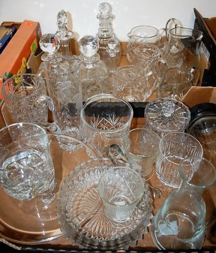 Lot 727 - Two boxes of mostly mixed cut crystal...