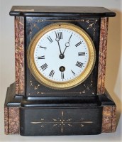Lot 120 - A late Victorian black slate and marble mantel...