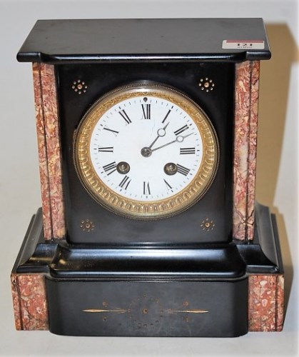 Lot 121 - A late Victorian black slate and marble cased...