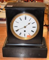Lot 122 - A late Victorian black slate mantel clock...
