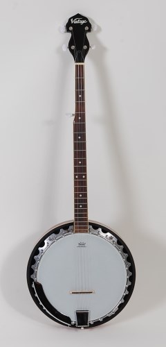 Lot 502 - A five-string banjo by Vintage, with 'Reno'...