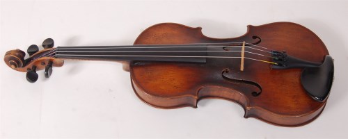 Lot 513 - A mid-19th century violin stamped Duke London...