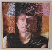 Lot 543 - A framed abstract canvas screen print of Brian...