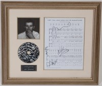 Lot 565 - A framed 2005 picture CD and sheet music for...