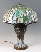 Lot 75 - A Tiffany style bronze table lamp, of good...