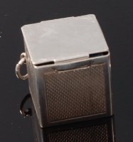 Lot 101 - A 1980s silver snooker chalk holder, of cube...