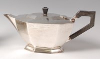 Lot 110 - A mid-20th century silver teapot, of octagonal...