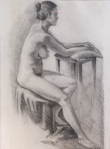 Lot 248 - Contemporary school - Nude study of a seated...