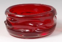 Lot 84 - A Whitefriars knobbly ruby glass fruit bowl,...