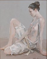 Lot 275 - Katya Gridneva (b.1965) - Seated nude, oil on...
