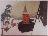 Lot 289 - Harold Yates (1916-2000) - Rooftops, oil on...