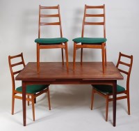 Lot 346 - A 1960s Danish teak dining suite, comprising;...