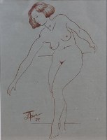 Lot 254 - T Lan(?) - Art Deco study of a female nude,...