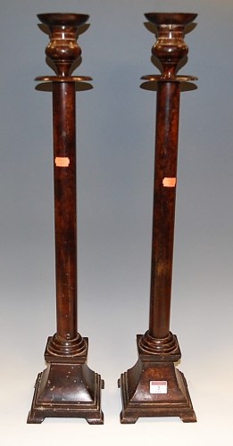 Lot 2 - A pair of large painted brass ecclesiastical...