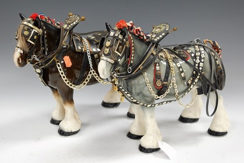 Lot 31 - A pair of Melba shire horses in full harness...