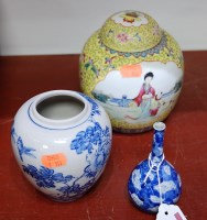 Lot 51 - A Chinese ginger jar, the central panel...