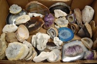 Lot 112 - A box of assorted rock specimens and geodes etc