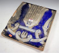 Lot 118 - A large Persian pottery tile, on a blue ground...