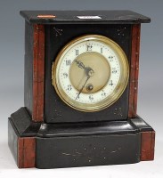 Lot 119 - An Edwardian black slate and faux rouge marble...