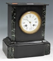 Lot 120 - An Edwardian black slate and faux marble cased...