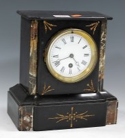 Lot 121 - An Edwardian black slate and faux marble cased...