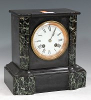 Lot 122 - An Edwardian black slate and marble cased...
