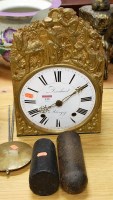Lot 135 - A 19th century French brass comtoise clock,...