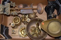 Lot 147 - A box of miscellaneous brassware, to include;...