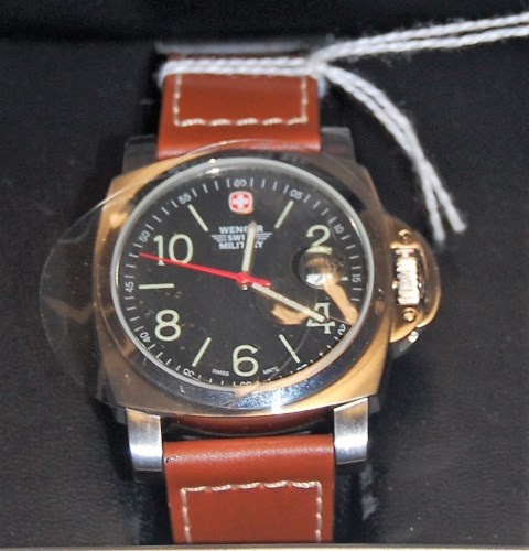 Lot 479 - A Wenger Swiss military gents steel cased...