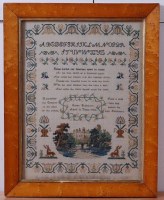 Lot 1342 - A Victorian needlework alphabet, verse and...