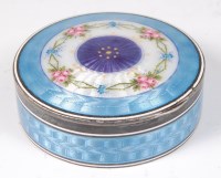 Lot 1315 - A Continental silver and guilloche enamel...