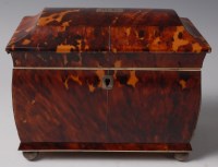 Lot 1321 - A Regency blond tortoiseshell, white metal and...