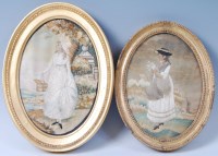 Lot 1334 - Two Regency printed silk and needlework...