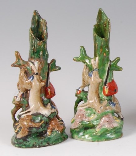 Lot 1172 - A pair of 19th century pearlware spill-holders...