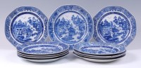 Lot 1401 - A set of eleven Chinese export porcelain blue...