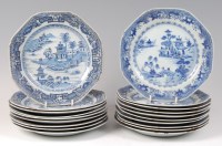 Lot 1402 - A set of nine Chinese export porcelain blue...