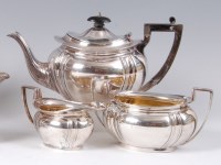 Lot 1213 - An Edwardian silver three piece tea-set,...