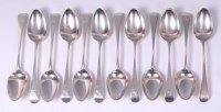 Lot 1226 - A set of six George III silver tablespoons, in...