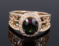Lot 1255 - A contemporary 14ct gold, tourmaline and...