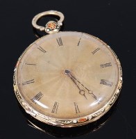 Lot 1272 - A French 18ct gold and enamel pocket watch by...