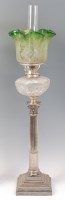 Lot 1352 - A silver plated Corinthian column pedestal oil...