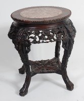 Lot 1415 - A Chinese 'rosewood' and marble inset...