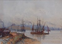 Lot 1437 - Stuart Duncan - Boats on the estuary with...