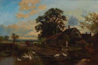 Lot 1459 - J Fowler-Willatt - Feeding the ducks and hens...