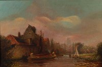 Lot 1471 - David Hodgson (1798-1864) - Beccles with river...