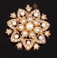 Lot 1263 - A late Victorian 15ct gold and seed pearl set...