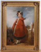 Lot 1487 - J G Pollitt - A girl in a red shawl standing...